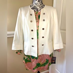 WHBM - Ponte Officer's Jacket, white, structured, size 14